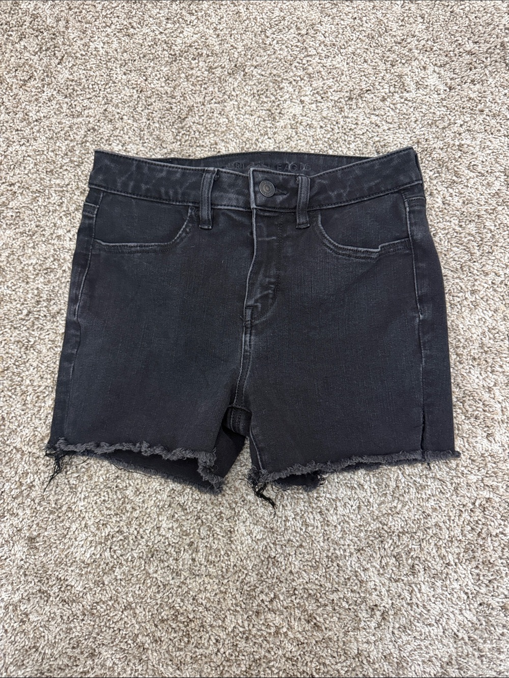 American Eagle Outfitters Black Frayed Hem Denim Shorts